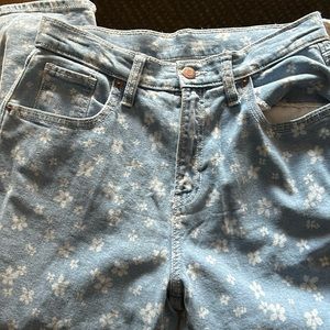 Blue with white floral print old navy pants girls size 18.